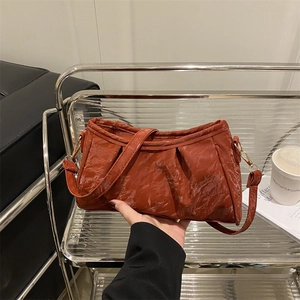 Fashion Women Pleated Underarm Bag PU Leather Cloud Shoulder Bag Small Minimalist Crossbody Bag For Casual Daily Commute