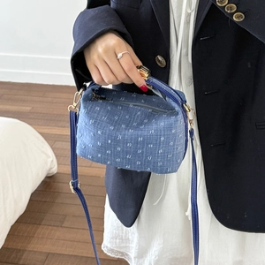 Elegante Bolso de Lona para Mujer 2025 Verano Bolso de Hombro Cuadrado Pequeño Moda Simple Textura de Mezclilla de Mano