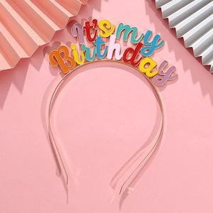 Cerchietto colorato 'It's My Birthday' dorato per accessori capelli festa compleanno