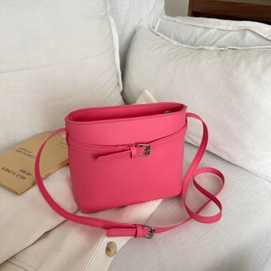 Korean Style Minimalist Women PU Leather Bucket Bag Trendy Solid Color Shoulder Crossbody Bag With Adjustable Strap Commuting Handbag
