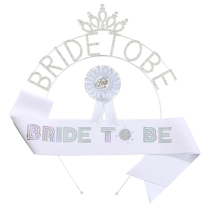 Bride To Be Bachelorette Party Set Rhinestone Tiara Sash Badge Elegant Wedding Bridal Shower Celebration Decor For Women
