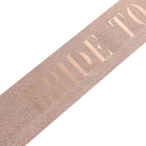 Elegant rose gold glitter Bride To Be sash for weddings with metallic mirror lettering
