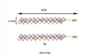 Détail des barrettes en cristal de 6 cm avec dimensions et spécifications de poids