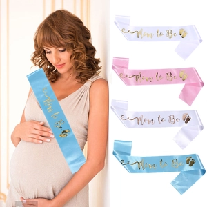 Mom To Be Schärpe Für Babyparty Geschlechtsenthüllung Satinband Mit Goldfolie Fußabdruck Muster Schwangerschaft Party Dekoration