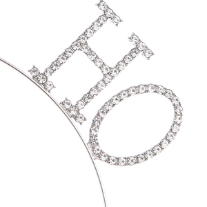 Serre-tête de Noël argenté orné de strass brillants avec design de lettres HO