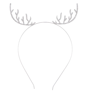Serre-tête bois de renne argenté avec strass scintillants pour fêtes de Noël