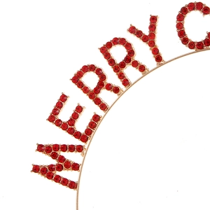 Golden Merry Christmas headband with sparkling red rhinestones for festive holiday parties