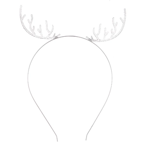 Sparkling silver reindeer antler headband for Christmas parties and festive occasions