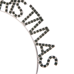 Serre-tête de Noël tendance avec strass verts épelant Merry Christmas sur monture argentée