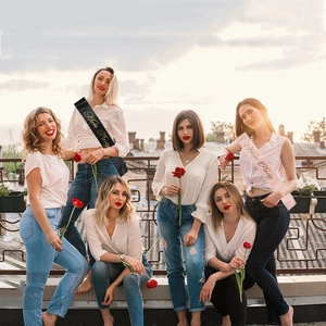 Elegant satin Hen Party sashes in black and pink with gold foil text for bridal parties