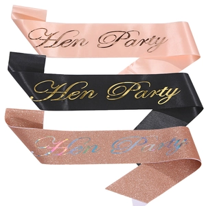 Hen Party Sash Glitter Satin Sash For Women Bachelorette Party Bridal Shower Bronzing Letters Decorative Accessory