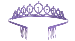 Détail du diadème en cristal violet avec peignes pour les fêtes d'anniversaire