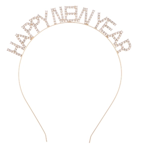 Funkelndes HAPPY NEW YEAR Haarband mit goldenen Straßsteinen für die Silvesterparty