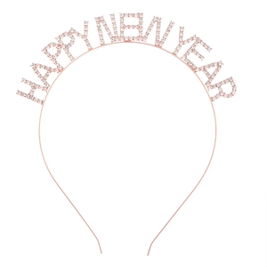 Roségoldener Happy New Year Haarreif mit weißen Kristallen für Silvesterpartys