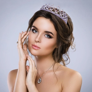 Couronne en cristal violet et parure de bijoux assortie pour fête d'anniversaire