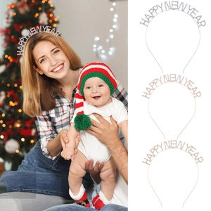 Happy New Year crystal headband available in gold, silver, and rose gold for parties