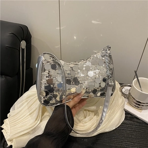 Sac à Épaule Paillettes Mode Femme Y2K Sac Sous le Bras en Cuir PU Tendance pour Fête Banquet Quotidien