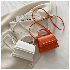 French style minimalist mini crossbody square bags in white and vibrant orange colors