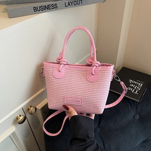 Women Woven Shoulder Bag Summer Casual Nylon Crossbody Bag Large Capacity Fashion Square Handbag For Daily Travel Beach Tote
