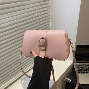Vintage PU Leather Shoulder Bag For Women Minimalist Small Square Underarm Bag Elegant Metal Clasp Daily Commute Handbag