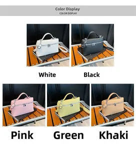 Fashion small square bags in five colors with lychee grain texture and metal hardware