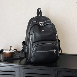 Women Fashion PU Leather Backpack Large Capacity Waterproof Lychee Texture Solid Color Casual Travel School Bag For Students