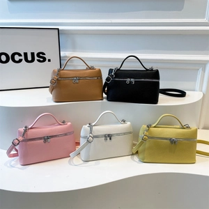 Minimalist faux leather crossbody handbags in five colors with top handles and silver zippers