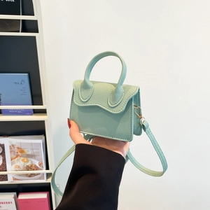 Schicke minzgrüne kleine Tasche mit Litschi-Textur und Umhängeriemen für Damen