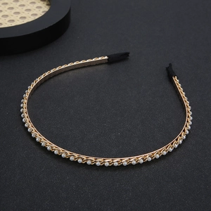 Serre-tête Fin En Chaîne De Métal Avec Fausses Künstliche Perles Accessoire De Cheveux Élégant Fait Main Pour Femmes