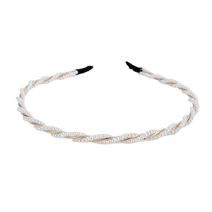 Handgefertigter Stirnband aus verdrehten Perlen und Golddraht für Damen im Stil