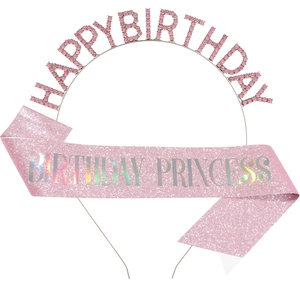 Fascia Happy Birthday Con Strass E Fascia Birthday Princess Glitterata Per Donne Ragazze Accessori Decorativi Festa Di Compleanno