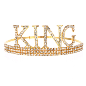 Couronne dorée King pour hommes avec cristaux brillants accessoire de coiffure