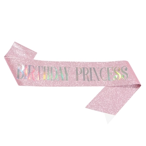 Écharpe d'anniversaire rose pailletée pour femmes avec lettrage laser coloré