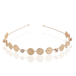 Gold Baroque coin headband with vintage relief discs and sparkling crystal accents