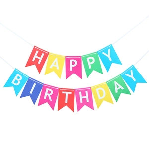 Colorful Happy Birthday paper bunting banner set for birthday party decorations