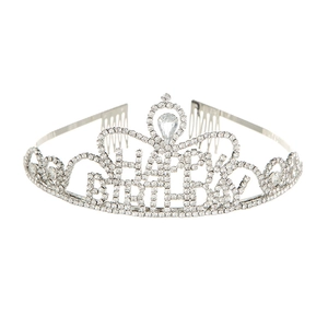 Happy Birthday Rhinestone Crown Headband Alloy Crystal Lettering Tiara For Birthday Party Women Hair Accessories