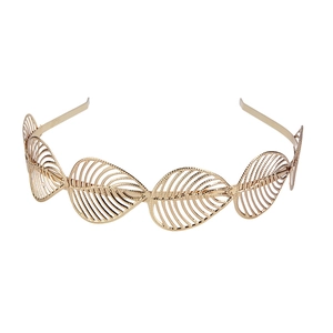 Golden Baroque leaf headband with intricate veins for bridal and Greek goddess styles