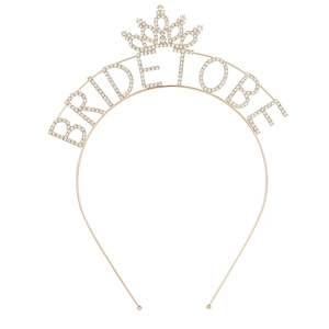 Cerchietto Bride To Be dorato con strass e mini corona per addio al nubilato elegante