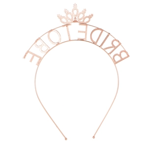 Rose gold metal Bride To Be headband with crown decoration for bridal party events