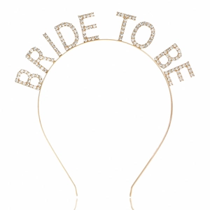 Golden BRIDE TO BE headband with sparkling rhinestones for wedding bachelorette parties