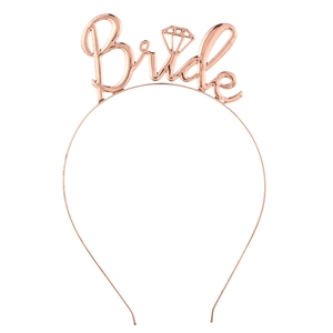 Rose gold metal bride headband with diamond icon for wedding party hair decoration