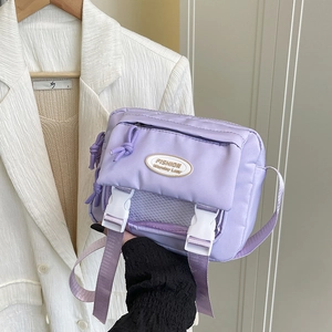 Borsa da Fattorino in Nylon ad Alta Capacità per Donna Stile Preppy Borsa a Tracolla Casual Tendenza di Strada con Fibbia