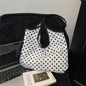 Grand sac cabas classique à pois noirs et blancs pour le bureau et le style décontracté