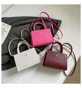 Three colors of mini faux leather crossbody bags with embossed crocodile skin texture