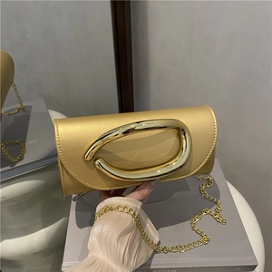 Pochette pour Femme en Cuir PU avec Grande Poignée en Métal Doré en Forme de U Élégant Sac Bandoulière à Chaîne pour Banquet