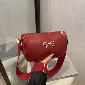 Fashion Bow Knot PU Leather Underarm Bag For Women Minimalist Solid Color Shoulder Crossbody Bag Trendy Square Handbag