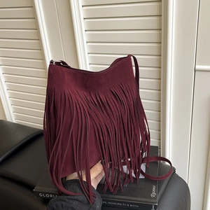 Borsa a Spalla Vintage in PU Scamosciato con Nappa Bohemian Grande Capacità Streetwear Borsa a Tracolla da Donna Casual Viaggio