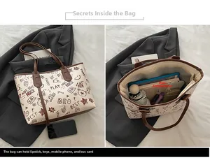 Internal structure of graffiti tote bag showing large capacity for daily essentials