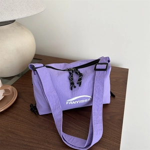 Fashion Nylon Shoulder Bag Letter Print Crossbody Bag For Women Trendy Lightweight Underarm Bag With Adjustable Strap