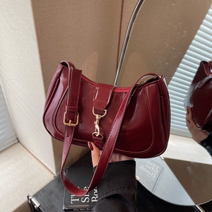 Sac Sous le Bras de Luxe Français Vintage en Cuir PU Brillant Pour Femmes Sac à Bandoulière Demi-Lune à la Mode Avec Boucle en Métal Rétro